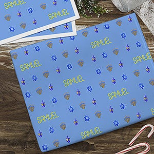Hanukkah Traditions Personalized Wrapping Paper Sheets - 25203-S