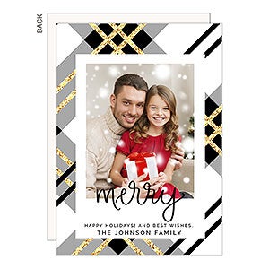 Merry Trendy Plaid Christmas Photo Card - 25206
