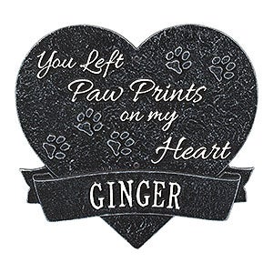 Paw Print Heart Personalized Pet Memorial Plaque - Black & White - 25225D-BW