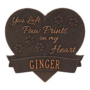 Paw Print Heart Personalized Pet Memorial Plaque - Oil Rubbed Bronze - 25225D-OB