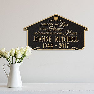 Heavenly Home Personalized Memorial Wall Plaque - Black & Gold - 25226D-BG