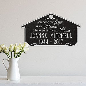 Heavenly Home Personalized Memorial Wall Plaque - Black & Silver - 25226D-BS