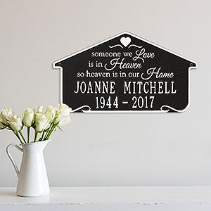Heavenly Home Personalized Memorial Wall Plaque - Black & White - 25226D-BW
