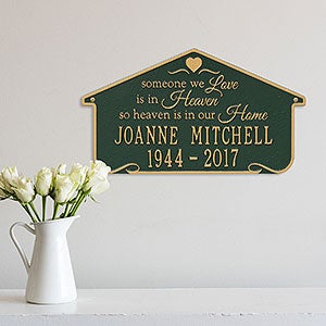 Heavenly Home Personalized Memorial Wall Plaque - Green & Gold - 25226D-GG