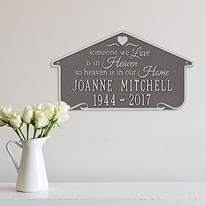 Heavenly Home Personalized Memorial Wall Plaque - Pewter & Silver - 25226D-PS