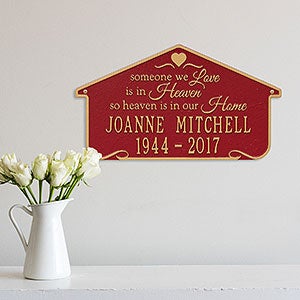Heavenly Home Personalized Memorial Wall Plaque - Red & Gold - 25226D-RG