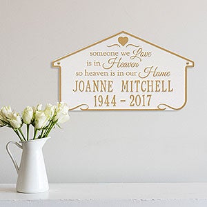 Heavenly Home Personalized Memorial Wall Plaque - White & Gold - 25226D-WG