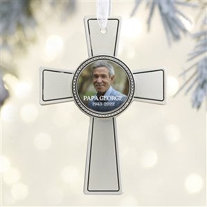 Personalized Photo Memorial Metal Cross Ornament - 25235