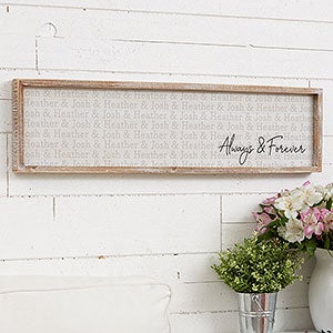 Couples Repeating Name Personalized Whitewashed Barnwood Frame- 30 x 8 - 25240-30x8