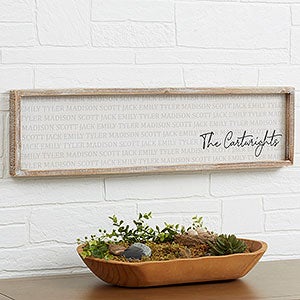 Family Repeating Name Personalized Whitewashed Wood Wall Art - 25241-30x8