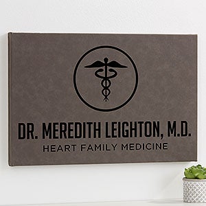 Caduceus Personalized Leatherette Wall Decor- Charcoal - 25244-C