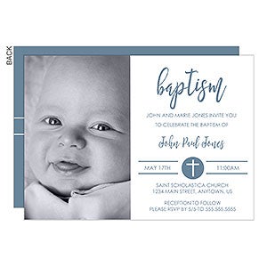 Modern Cross Boy Baptism Party Invitation - 25269