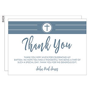 Modern Cross Boy Baptism Thank You Cards - 25270