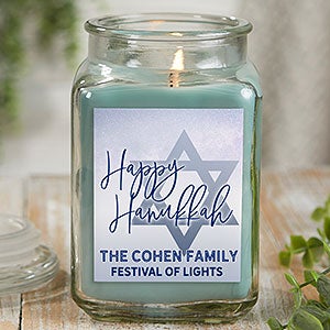 Hanukkah Personalized 18 oz. Eucalyptus Mint  Candle Jar - 25280-18ES