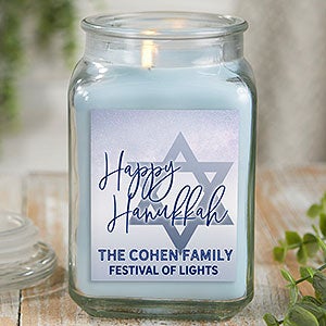 Hanukkah Personalized 18 oz Crystal Waters Scented Candle - 25280-18CW