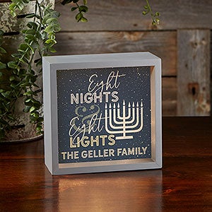 Eight Nights & Eight Lights Personalized Grey LED Light Shadow Box- 6x 6 - 25282-G-6x6