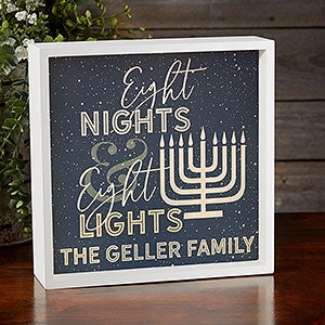 Personalized Hanukkah LED Light Shadow Box - Ivory 10x10 - 25282-I-10x10