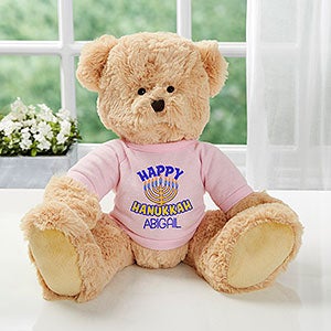 Happy Hanukkah Personalized Teddy Bear- Pink - 25285-P