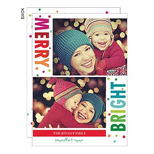 Merry & Bright Dots Photo Christmas Card - 25309