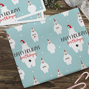 Christmas Polar Bears Personalized Wrapping Paper Sheets - Set of 3 - 25319-S