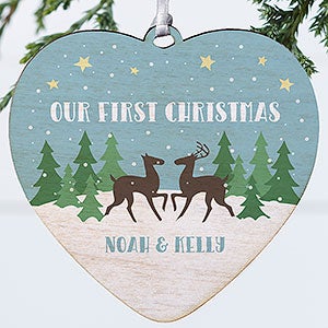 Nordic Noel 1st Christmas Personalized Wood Heart Ornament - 25326-1W