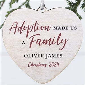 Adoption Made Us A Family Personalized Wood Heart Ornament - 25328-1W