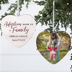 Adoption Made Us A Family Personalized Wood Heart Photo Ornament - 25328-2W