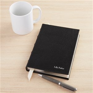 Premium Debossed Leather Journal - 5.50 x 8- Black - 25356D-B