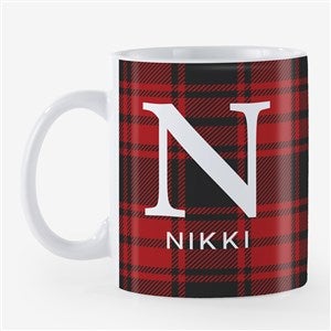 Christmas Plaid Personalized Coffee Mug 18 oz.- White - 25358-XL
