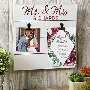 Wedding Photo & Invitation Personalized Wooden Shiplap Sign - 12x12 - 25366-S