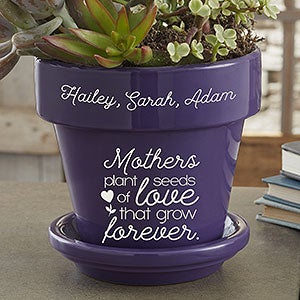 Seeds of Love Personalized Flower Pot for Mom - Purple - 25395-P