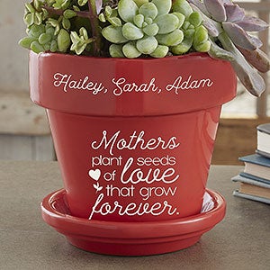 Seeds of Love Personalized Flower Pot for Mom - Red - 25395-R