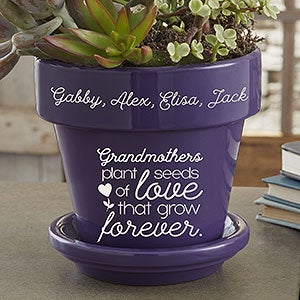 Seeds of Love Personalized Flower Pot for Grandma - Purple - 25396-P