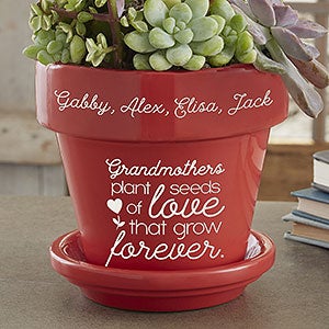 Seeds of Love Personalized Flower Pot for Grandma - Red - 25396-R