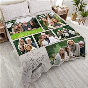 Stamped Family Personalized 90x90 Plush Queen Fleece Photo Blanket - 25412-QU