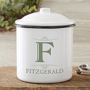 Elegant Monogram Personalized Enamel Jar - Medium Canister - 25416-M