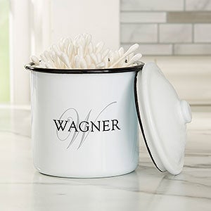 Heart of Our Home Personalized Enamel Small Bathroom Canister - 25417-S