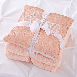 Mermaid Sequin Pillow & Shimmer Throw Blanket Set - 25419