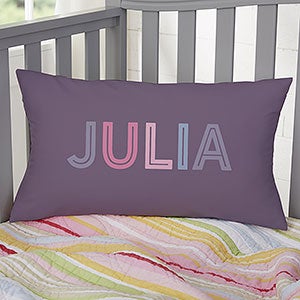 Girls Colorful Name Personalized Lumbar Throw Pillow - 25423-LB