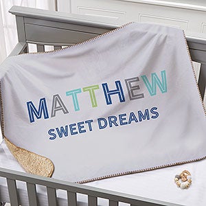 Colorful Name Personalized 30x40 Sherpa Baby Blanket - 25424-SS