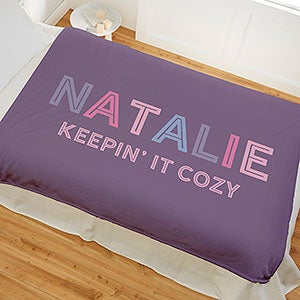 Colorful Name Personalized 50x60 Plush Fleece Baby Blanket - 25424-F