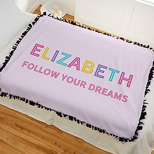 Colorful Name Personalized 50x60 Tie Baby Blanket - 25424-T