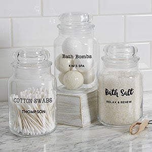 Bathroom Text Personalized Glass Storage Jar - 25430