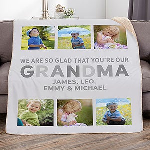 Glad Youre Our Mom Personalized 50x60 Sherpa Photo Blanket - 25442-S