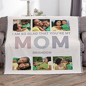Glad Youre Our Mom Personalized 56x60 Woven Photo Throw - 25442-A