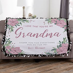 Floral Special Message Personalized 50x60 Tie Blanket - 25444-T