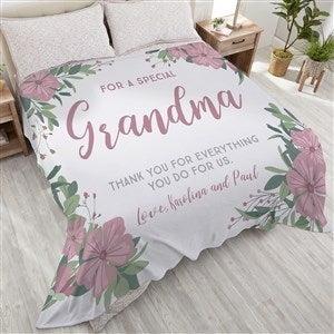 Floral Special Message Personalized 90x108 Plush King Fleece Blanket - 25444-K
