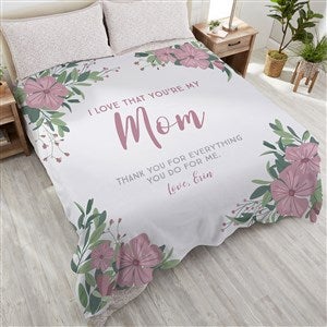 Floral Special Message Personalized 90x90 Plush Queen Fleece Blanket - 25444-QU