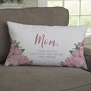 Floral Special Message Personalized Lumbar Velvet Throw Pillow - 25445-LBV