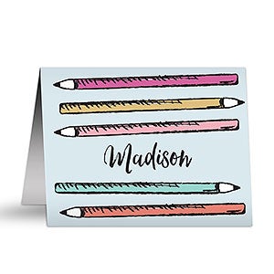 Playful Pencils Personalized Note Cards - 25458